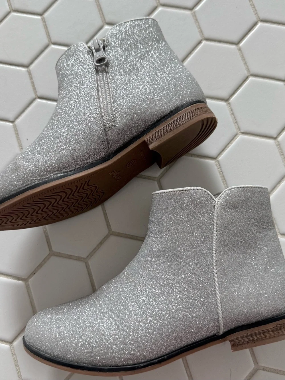 Silver Glitter Ankle Boots